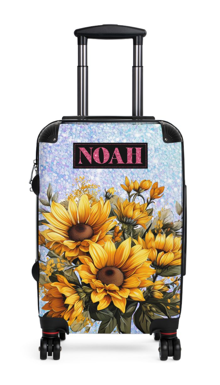 Custom Sunflower Suitcase - A personalized luggage adorned with a bright sunflower design, perfect for travelers who want to bring a touch of cheer and floral beauty to their journeys.