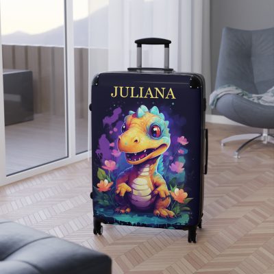 Custom Dinosaur Suitcase - A personalized luggage adorned with a unique dinosaur-themed design, perfect for travelers who want to embark on a prehistoric adventure in style.