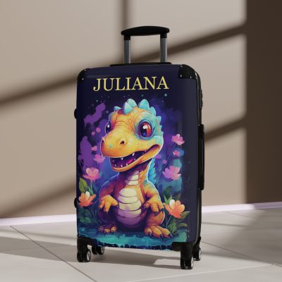 Custom Dinosaur Suitcase - A personalized luggage adorned with a unique dinosaur-themed design, perfect for travelers who want to embark on a prehistoric adventure in style.