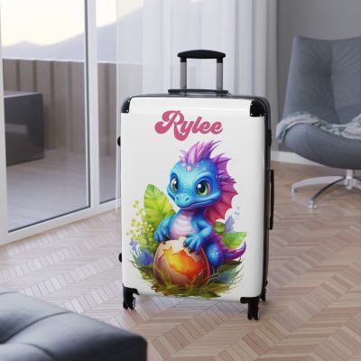 Custom Dinosaur Suitcase - A personalized luggage adorned with a unique dinosaur-themed design, perfect for travelers who want to embark on a prehistoric adventure in style.