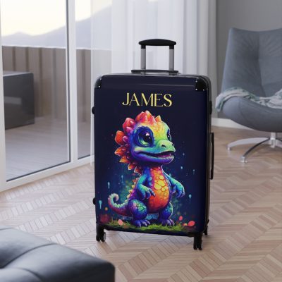 Custom Dinosaur Suitcase - A personalized luggage adorned with a unique dinosaur-themed design, perfect for travelers who want to embark on a prehistoric adventure in style.