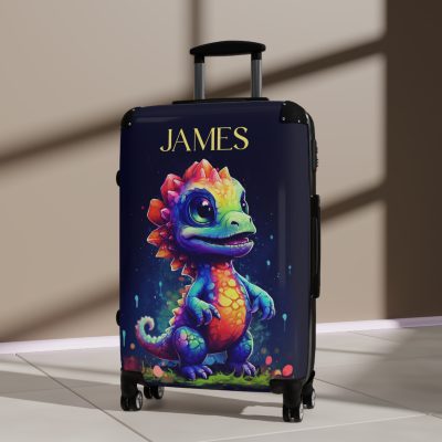 Custom Dinosaur Suitcase - A personalized luggage adorned with a unique dinosaur-themed design, perfect for travelers who want to embark on a prehistoric adventure in style.