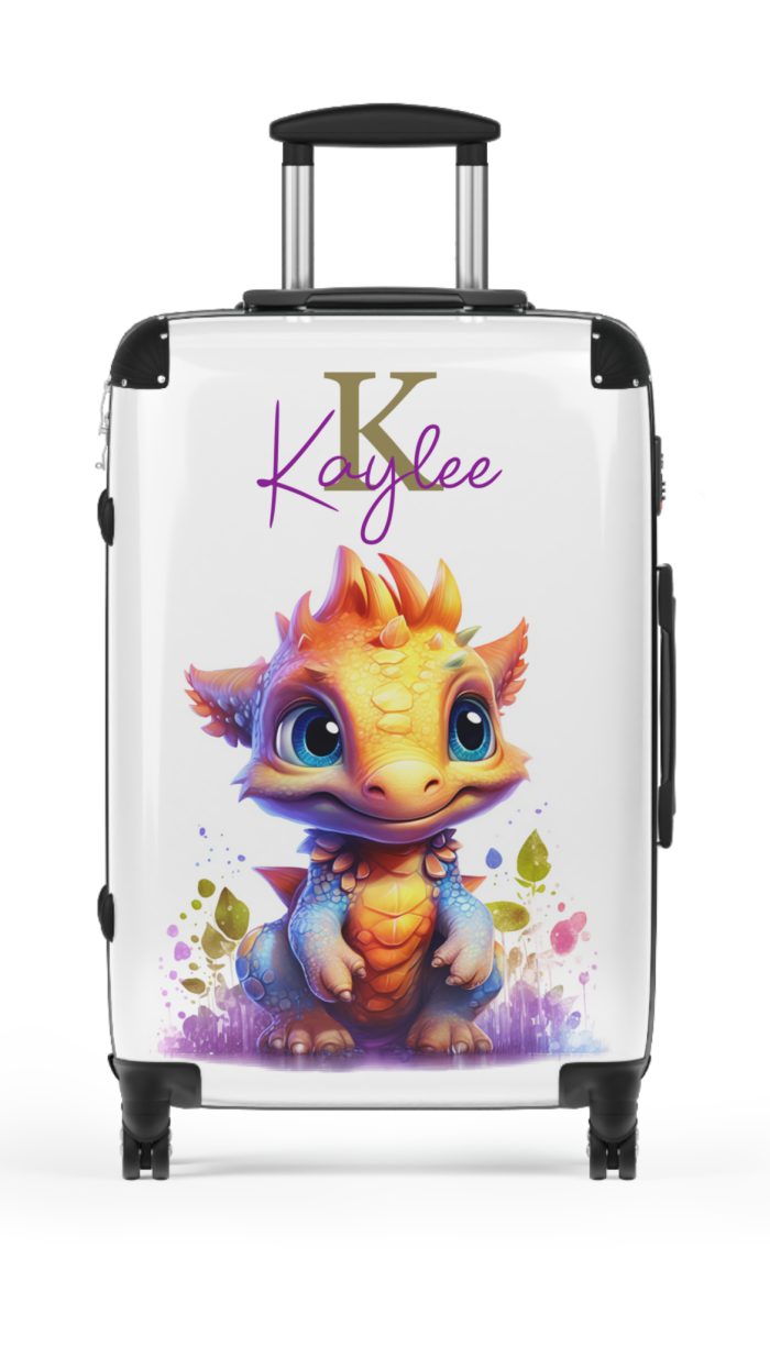 Custom Dinosaur Suitcase - A personalized luggage adorned with a unique dinosaur-themed design, perfect for travelers who want to embark on a prehistoric adventure in style.