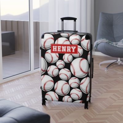 Custom Baseball Suitcase - A personalized sports travel gear with a baseball design, perfect for showcasing your passion for the game while on the go.