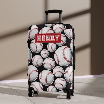 Custom Baseball Suitcase - A personalized sports travel gear with a baseball design, perfect for showcasing your passion for the game while on the go.