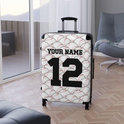 Custom Baseball Suitcase - A personalized sports travel gear with a baseball design, perfect for showcasing your passion for the game while on the go.