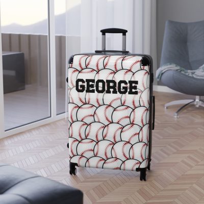 Custom Baseball Suitcase - A personalized sports travel gear with a baseball design, perfect for showcasing your passion for the game while on the go.