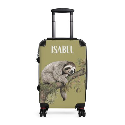 Custom Sloth Suitcase - Adorable personalized travel luggage featuring a cute sloth design.