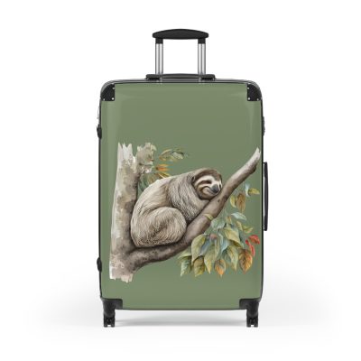 Custom Sloth Suitcase - Adorable personalized travel luggage featuring a cute sloth design.