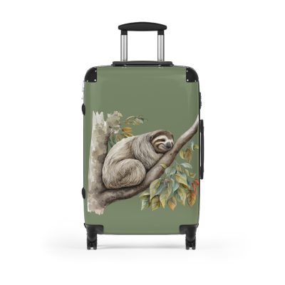 Custom Sloth Suitcase - Adorable personalized travel luggage featuring a cute sloth design.