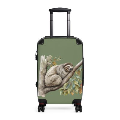 Custom Sloth Suitcase - Adorable personalized travel luggage featuring a cute sloth design.