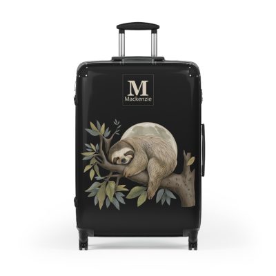 Custom Sloth Suitcase - Adorable personalized travel luggage featuring a cute sloth design.