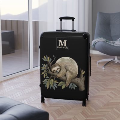 Custom Sloth Suitcase - Adorable personalized travel luggage featuring a cute sloth design.