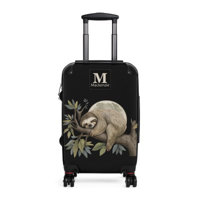 Custom Sloth Suitcase - Adorable personalized travel luggage featuring a cute sloth design.