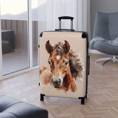 Horse Suitcase - A luggage adorned with a captivating horse-themed design, perfect for travelers who want to add a touch of equestrian elegance to their journeys.