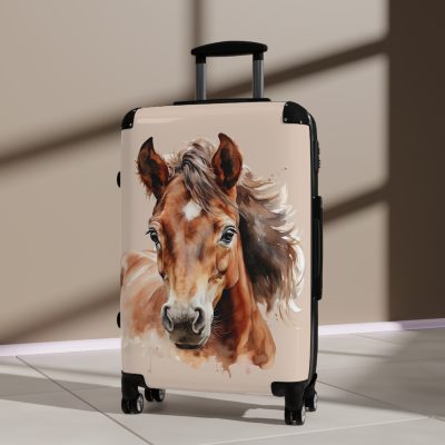 Horse Suitcase - A luggage adorned with a captivating horse-themed design, perfect for travelers who want to add a touch of equestrian elegance to their journeys.