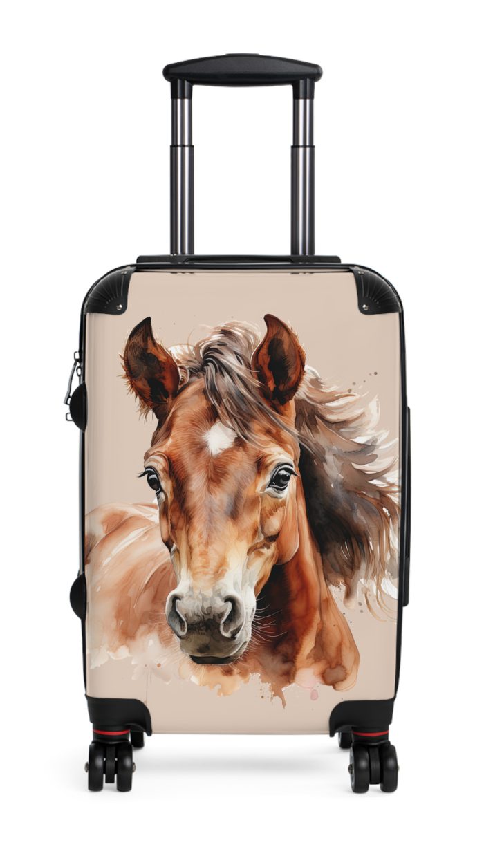 Horse Suitcase - A luggage adorned with a captivating horse-themed design, perfect for travelers who want to add a touch of equestrian elegance to their journeys.