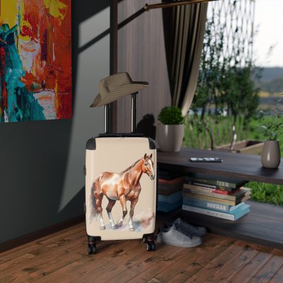 Horse Suitcase - A luggage adorned with a captivating horse-themed design, perfect for travelers who want to add a touch of equestrian elegance to their journeys.