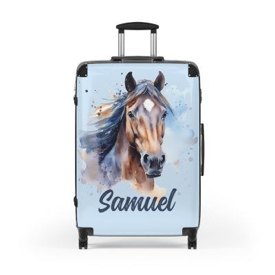 Custom Horse Suitcase - A personalized luggage adorned with a unique horse-themed design, perfect for travelers who want to add a touch of equestrian elegance to their journeys