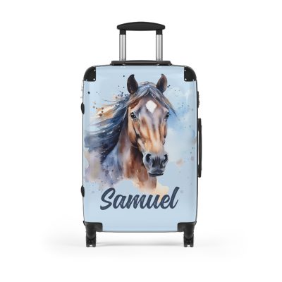 Custom Horse Suitcase - A personalized luggage adorned with a unique horse-themed design, perfect for travelers who want to add a touch of equestrian elegance to their journeys