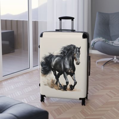 Horse Suitcase - A luggage adorned with a captivating horse-themed design, perfect for travelers who want to add a touch of equestrian elegance to their journeys.