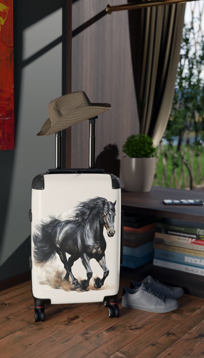 Horse Suitcase - A luggage adorned with a captivating horse-themed design, perfect for travelers who want to add a touch of equestrian elegance to their journeys.