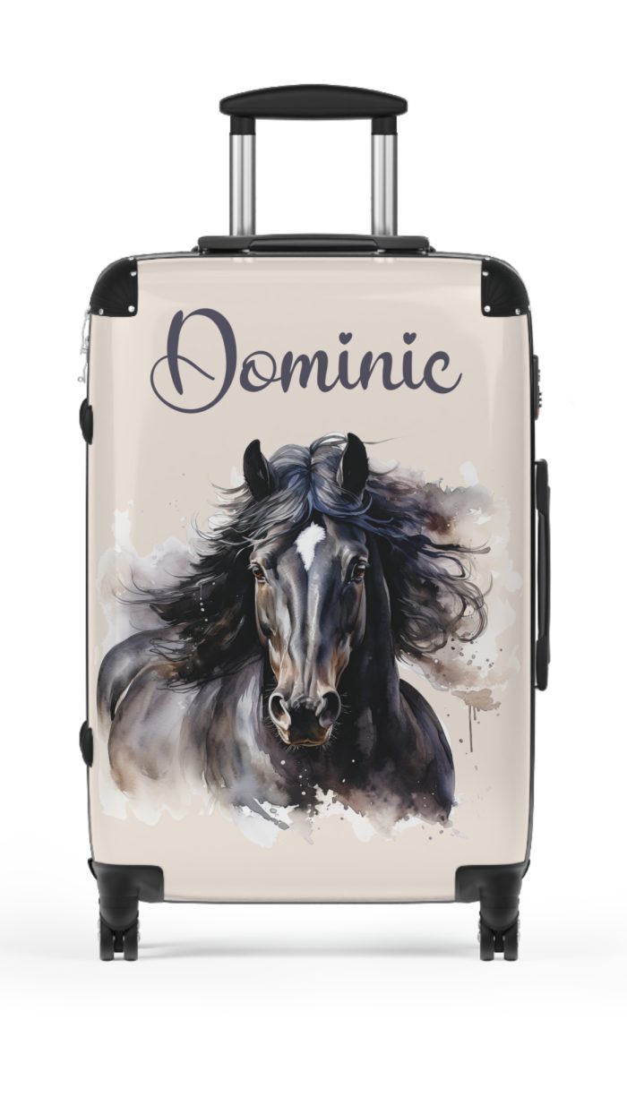 Custom Horse Suitcase - A personalized luggage adorned with a unique horse-themed design, perfect for travelers who want to add a touch of equestrian elegance to their journeys