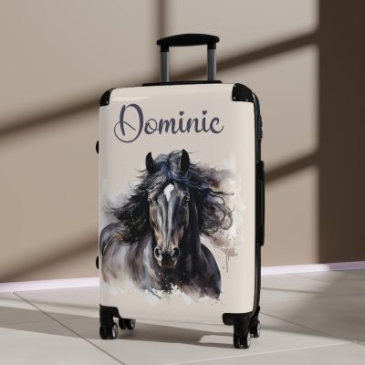 Custom Horse Suitcase - A personalized luggage adorned with a unique horse-themed design, perfect for travelers who want to add a touch of equestrian elegance to their journeys