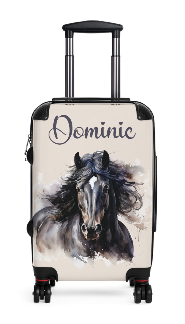 Custom Horse Suitcase - A personalized luggage adorned with a unique horse-themed design, perfect for travelers who want to add a touch of equestrian elegance to their journeys