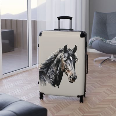 Horse Suitcase - A luggage adorned with a captivating horse-themed design, perfect for travelers who want to add a touch of equestrian elegance to their journeys.