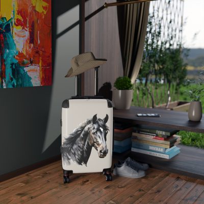 Horse Suitcase - A luggage adorned with a captivating horse-themed design, perfect for travelers who want to add a touch of equestrian elegance to their journeys.