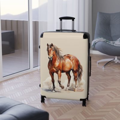 Horse Suitcase - A luggage adorned with a captivating horse-themed design, perfect for travelers who want to add a touch of equestrian elegance to their journeys.