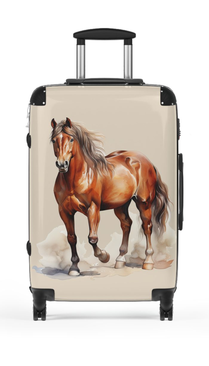 Horse Suitcase - A luggage adorned with a captivating horse-themed design, perfect for travelers who want to add a touch of equestrian elegance to their journeys.