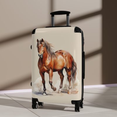 Horse Suitcase - A luggage adorned with a captivating horse-themed design, perfect for travelers who want to add a touch of equestrian elegance to their journeys.