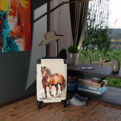 Horse Suitcase - A luggage adorned with a captivating horse-themed design, perfect for travelers who want to add a touch of equestrian elegance to their journeys.