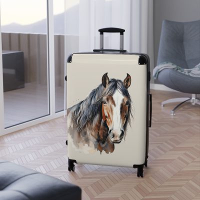 Horse Suitcase - A luggage adorned with a captivating horse-themed design, perfect for travelers who want to add a touch of equestrian elegance to their journeys.