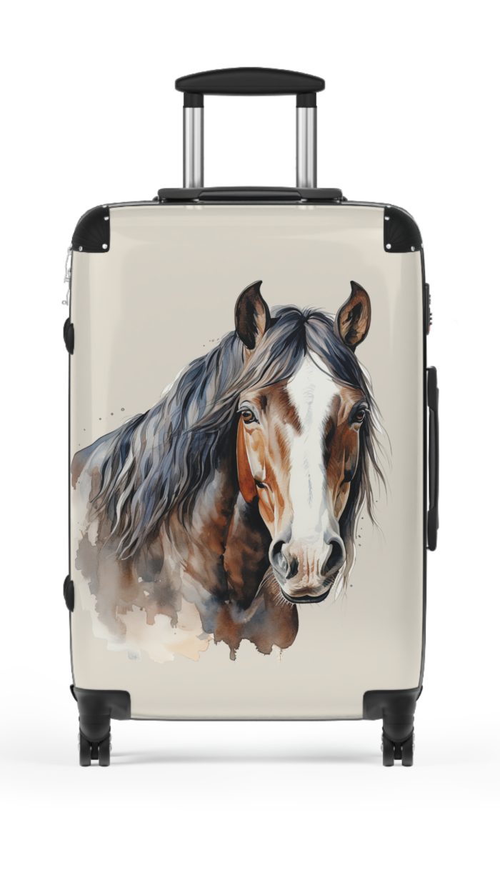 Horse Suitcase - A luggage adorned with a captivating horse-themed design, perfect for travelers who want to add a touch of equestrian elegance to their journeys.