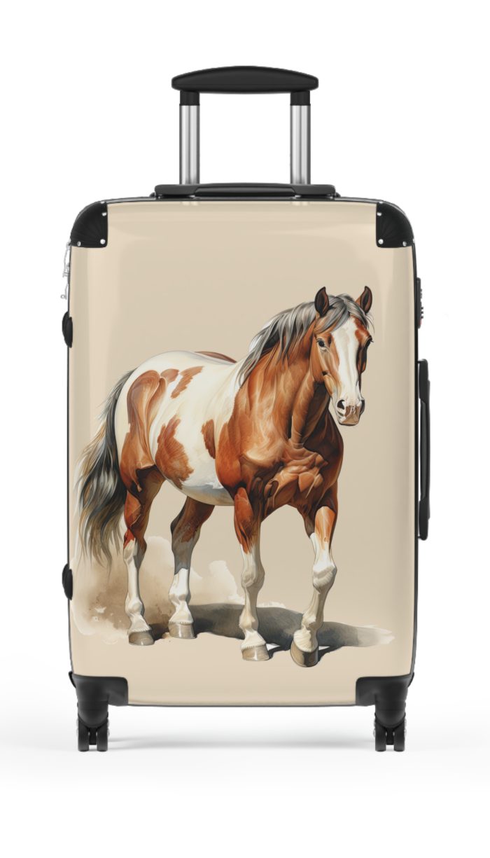 Horse Suitcase - A luggage adorned with a captivating horse-themed design, perfect for travelers who want to add a touch of equestrian elegance to their journeys.