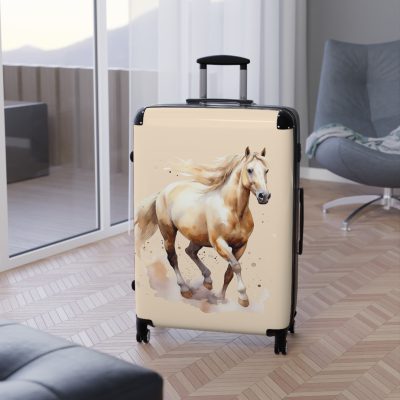 Horse Suitcase - A luggage adorned with a captivating horse-themed design, perfect for travelers who want to add a touch of equestrian elegance to their journeys.