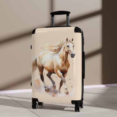 Horse Suitcase - A luggage adorned with a captivating horse-themed design, perfect for travelers who want to add a touch of equestrian elegance to their journeys.