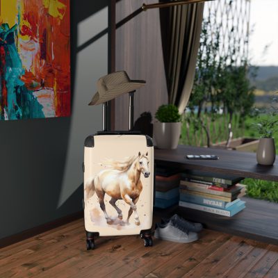 Horse Suitcase - A luggage adorned with a captivating horse-themed design, perfect for travelers who want to add a touch of equestrian elegance to their journeys.