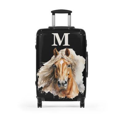 Custom Horse Suitcase - A personalized luggage adorned with a unique horse-themed design, perfect for travelers who want to add a touch of equestrian elegance to their journeys