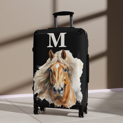 Custom Horse Suitcase - A personalized luggage adorned with a unique horse-themed design, perfect for travelers who want to add a touch of equestrian elegance to their journeys