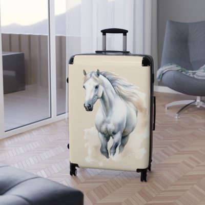 Horse Suitcase - A luggage adorned with a captivating horse-themed design, perfect for travelers who want to add a touch of equestrian elegance to their journeys.