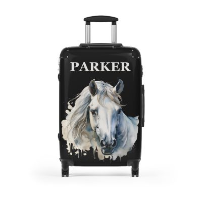 Custom Horse Suitcase - A personalized luggage adorned with a unique horse-themed design, perfect for travelers who want to add a touch of equestrian elegance to their journeys