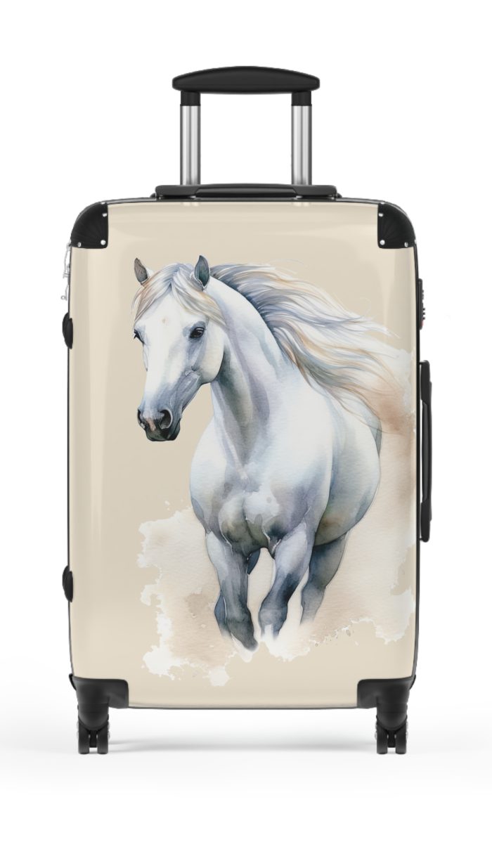 Horse Suitcase - A luggage adorned with a captivating horse-themed design, perfect for travelers who want to add a touch of equestrian elegance to their journeys.