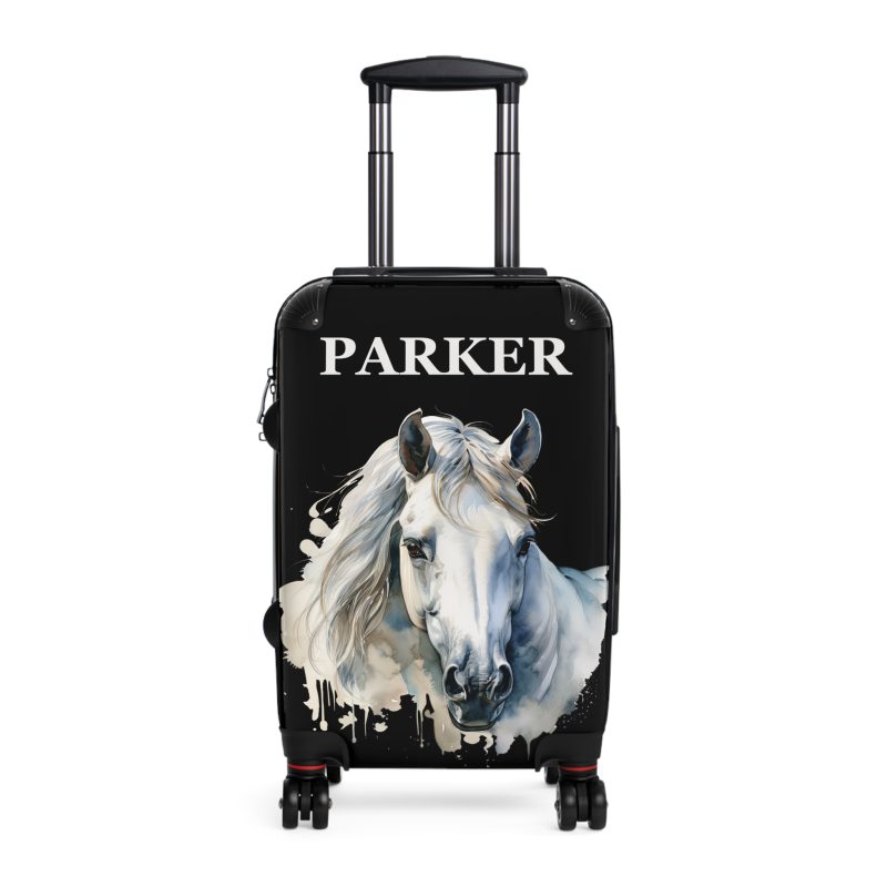 Custom Horse Suitcase - A personalized luggage adorned with a unique horse-themed design, perfect for travelers who want to add a touch of equestrian elegance to their journeys