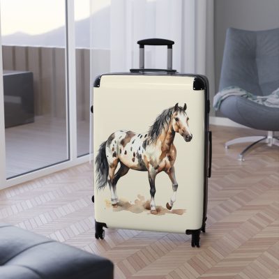 Horse Suitcase - A luggage adorned with a captivating horse-themed design, perfect for travelers who want to add a touch of equestrian elegance to their journeys.