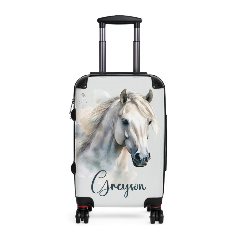 Custom Horse Suitcase - A personalized luggage adorned with a unique horse-themed design, perfect for travelers who want to add a touch of equestrian elegance to their journeys