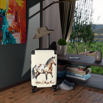 Horse Suitcase - A luggage adorned with a captivating horse-themed design, perfect for travelers who want to add a touch of equestrian elegance to their journeys.